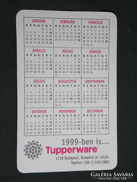Kártyanaptár, Tupperware, Budapest, konyhai műanyag eszközök, 1999, (6)