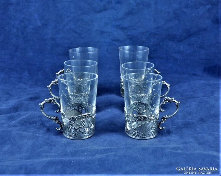 Nice, antique silver cent glasses, German, ca. 1890!!!