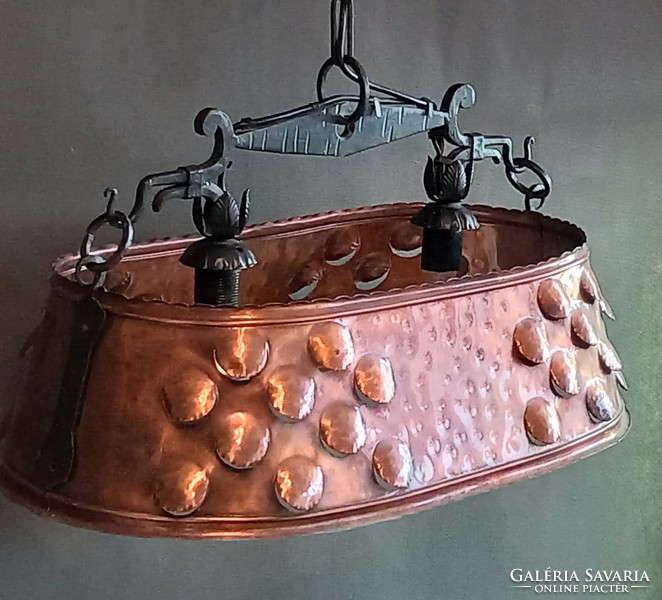 Hatslmas art and craft copper - wrought iron lamp chandelier. Negotiable!