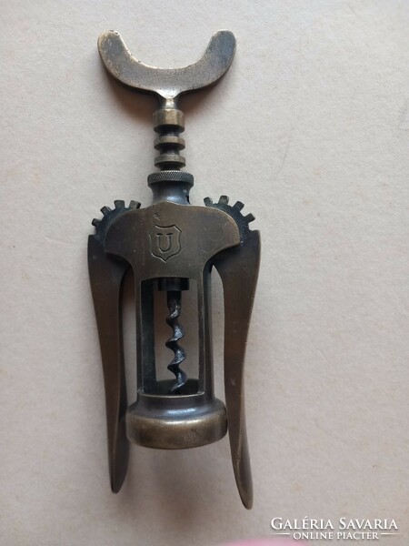 Retro Solid Bronze Brass Heraldic Shield U Marked Italian? Corkscrew bottle opener