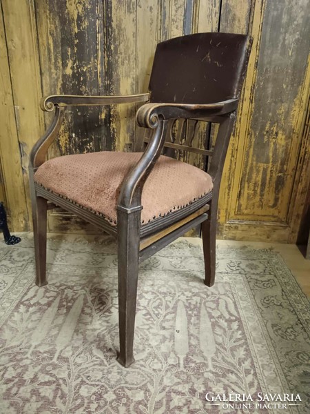 Viennese armchair, early 20th century with original upholstery, cleaned and partially repaired, for sale with slight damage