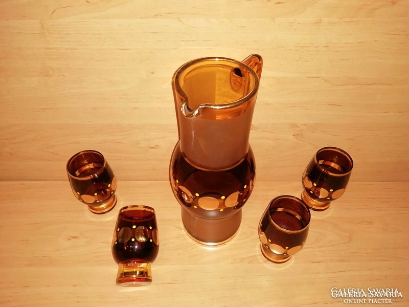 Rare gilded drinking glass set - jug with 4 glasses (5/k)