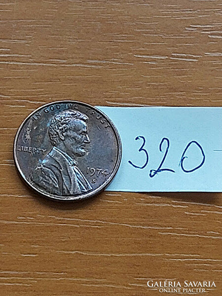 USA 1 CENT 1974 / S, San Francisco, Abraham Lincoln, Réz-Cink  320