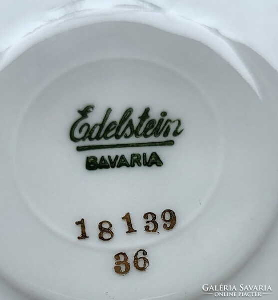 Edelstein Bavaria német porcelán reggeliző szett csésze csészealj kistányér kávés teás virág minta