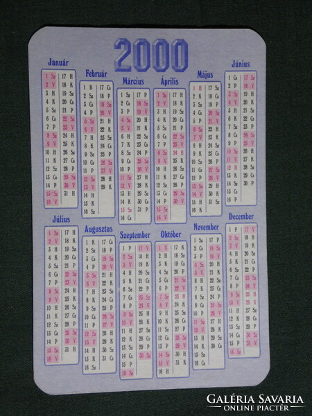 Card calendar, Brezi bor kft., Kiskőrös, winery, 2000, (6)