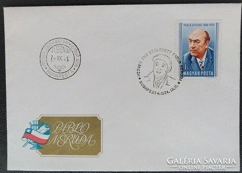 F2981 / 1974 Pablo Neruda bélyeg FDC-n