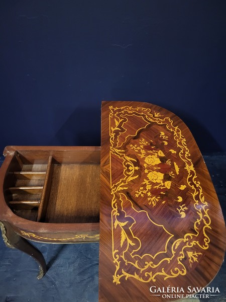 French marquetry folding card table, game table, console table