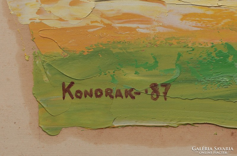 Kondrák Károly: Tájkép, olaj és karton 23×30cm, 1987 - szignózott!