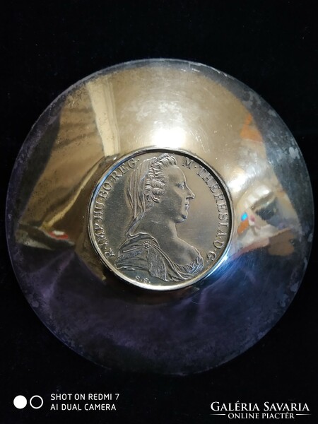 Silver (800) coin bowl with Maria Theresia sf taller.