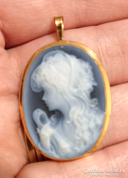 18 Kt gold and cameo cameo pendant and brooch 6.1 Gr