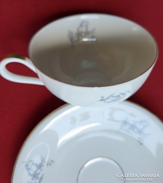 Edelstein Bavaria német porcelán kávés teás szett csésze csészealj tányér virág minta