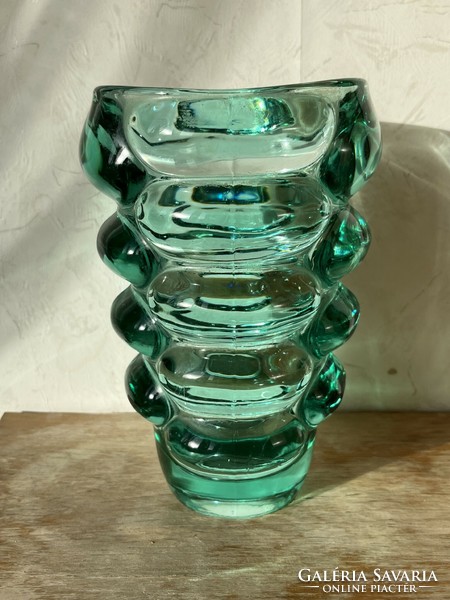 Retro vladislav urban green glass vase sklo union hermanova glass factory (u0014)