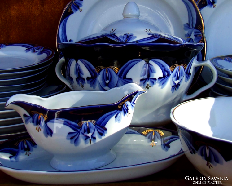 Tableware set in cobalt blue-gold No. 12, hand painted