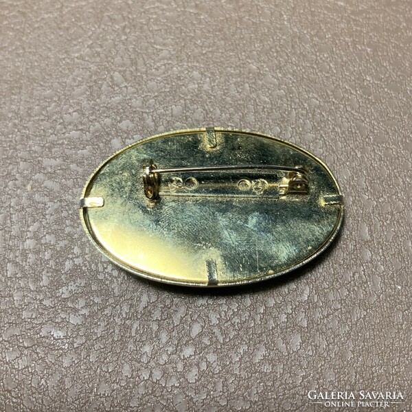 Vintage moonstone brooch, vintage craftsman pin from the 1970s or 80s with moonstone inlay