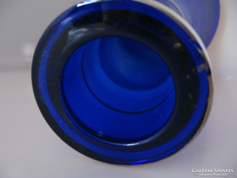 Hórusz szeme arany mintás  kék üveg váza, vizipipa tartály