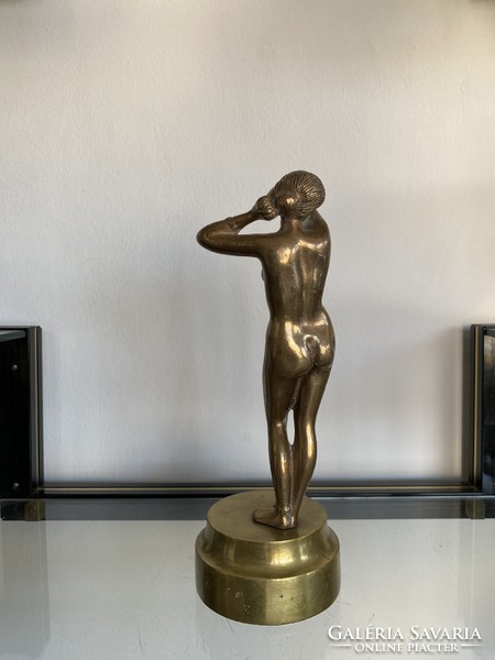 Art deco female nude bronze statue