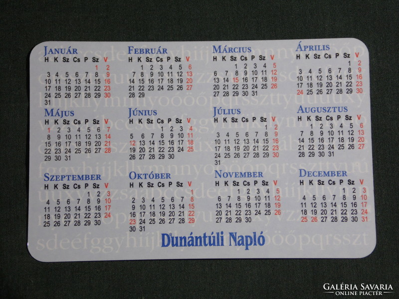 Card calendar, transdanubian diary daily newspaper, newspaper, magazine, 2000, (6)