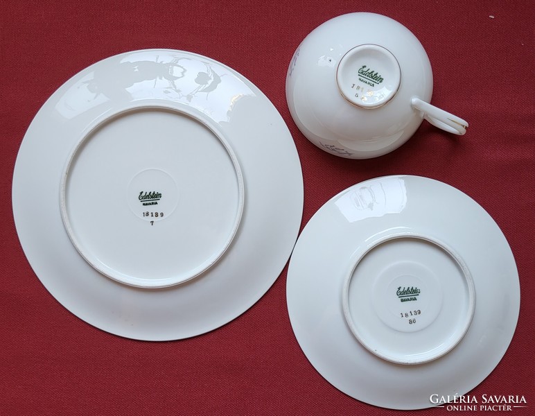 Edelstein Bavarian German porcelain breakfast set cup saucer small plate coffee tea flower pattern