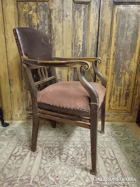 Viennese armchair, early 20th century with original upholstery, cleaned and partially repaired, for sale with slight damage