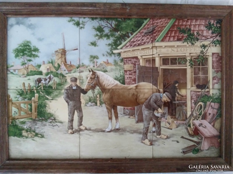 Holland lovas csempekép ( sérült)
