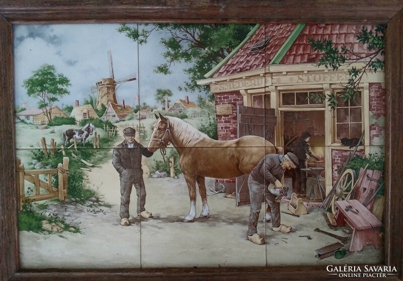 Dutch horse tile image (damaged)