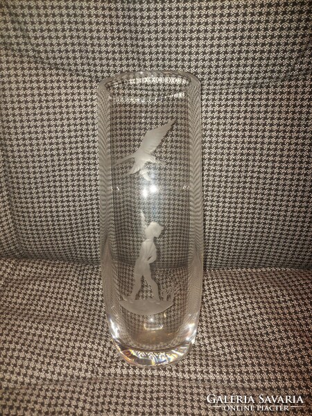 Orrefors, heavy, flawless, branded glass vase, 24 cm high