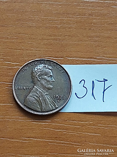 Usa 1 cent 1971 / s, san francisco, abraham lincoln, copper-zinc 317