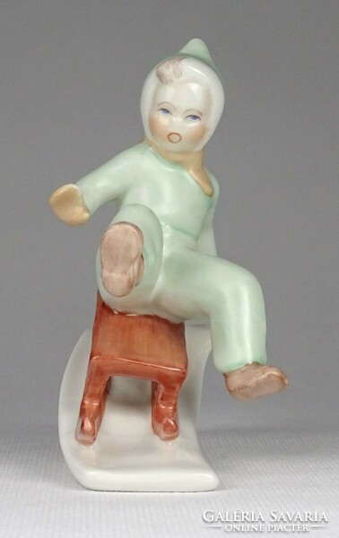 1Q307 old aquincum porcelain boy sledding