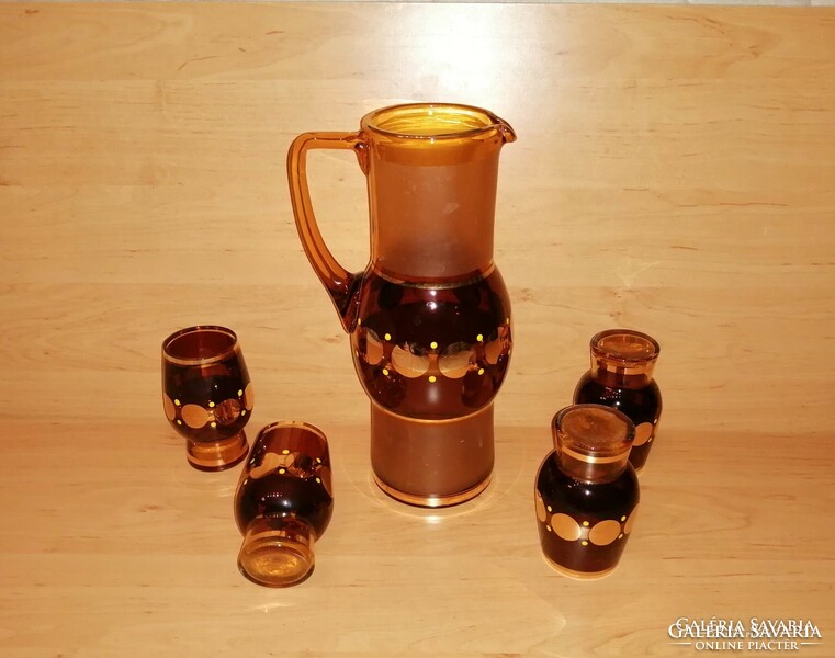 Rare gilded drinking glass set - jug with 4 glasses (5/k)