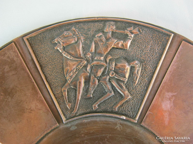 Csodaszarvas Hunor és Magor réz vagy bronz iparművészeti  fali tál