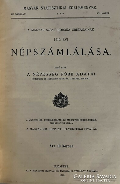 A Magyar Szent Korona Országainak - Népszámlálás 1910. Ritka