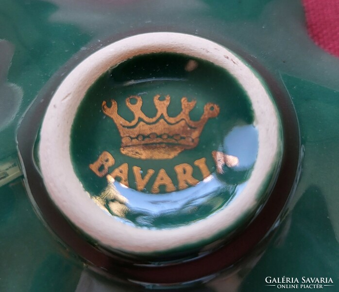Bavaria zöld levél csillag alakú német porcelán tálka dísz tányér