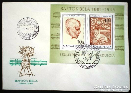 F3456 / 1981 Bartók Béla blokk FDC-n