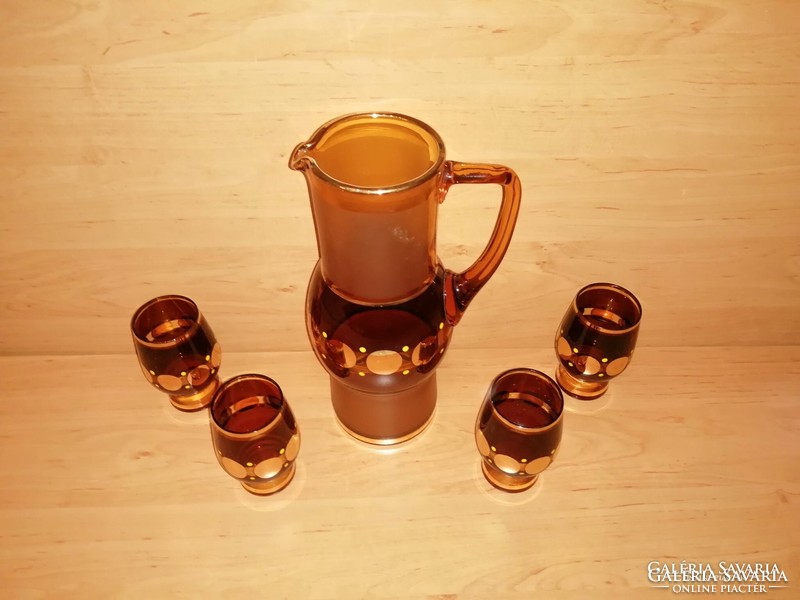 Rare gilded drinking glass set - jug with 4 glasses (5/k)