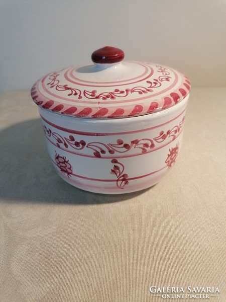 Covered ceramic sugar bowl, bonbonnier, spice holder