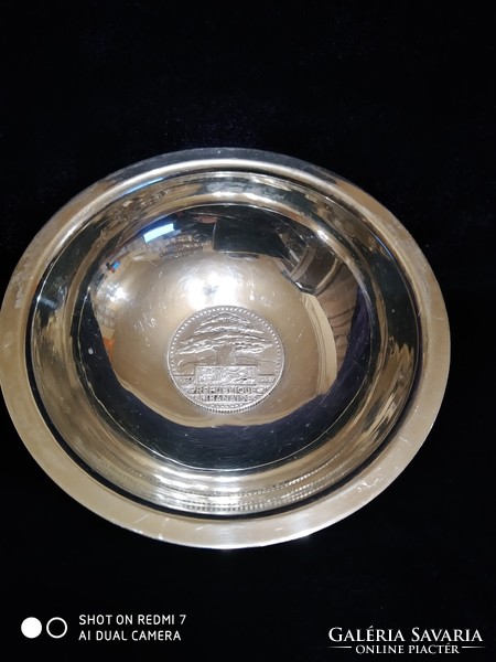 Silver Lebanese 50 piastre coin bowl (1936)