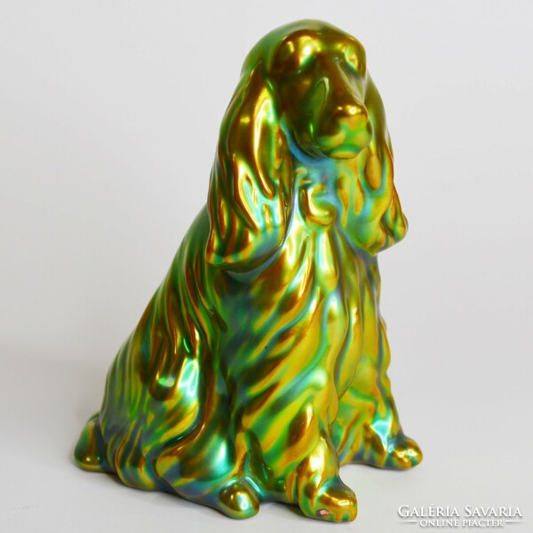 Zsolnay eosin glazed spaniel dog