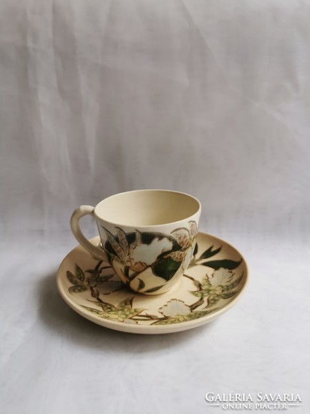 Antique Zsolnay orchid cappuccino coffee cup