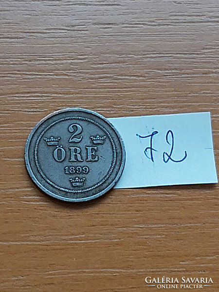 Sweden 2 öre 1899 bronze, ii. Oscar 72