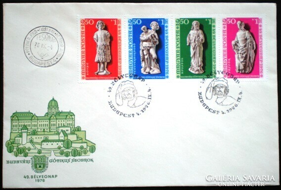 F3127-30c / 1976 stamp day: Gothic statues of Budavár stamp strip on fdc
