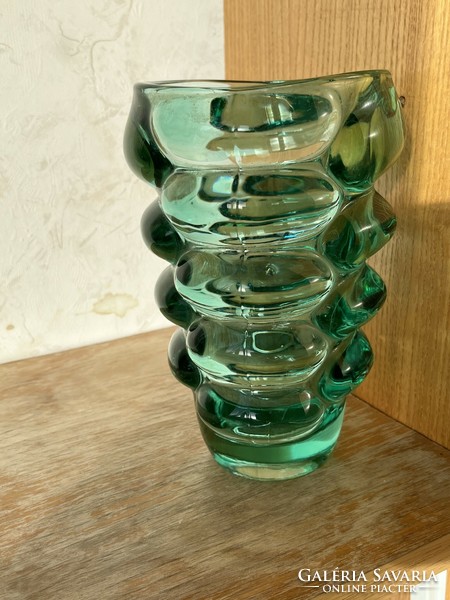 Retro vladislav urban green glass vase sklo union hermanova glass factory (u0014)