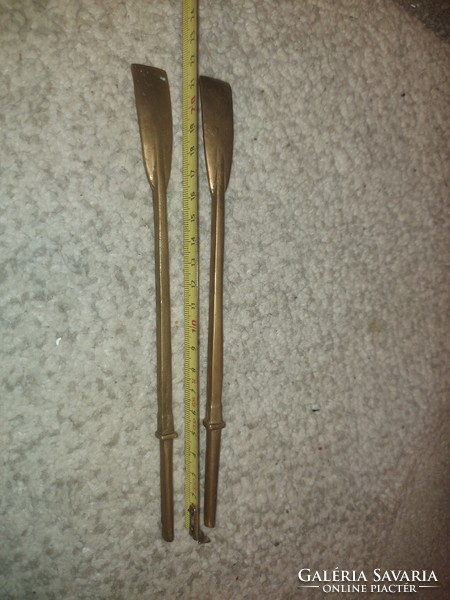 Pair of copper oars, probably for a model or statue, marked