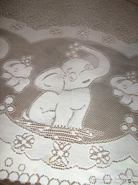 Charming elephant white stained glass curtain