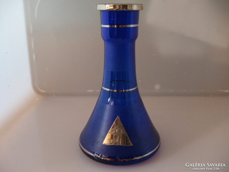 Eye of Horus blue glass vase with gold pattern, hookah container