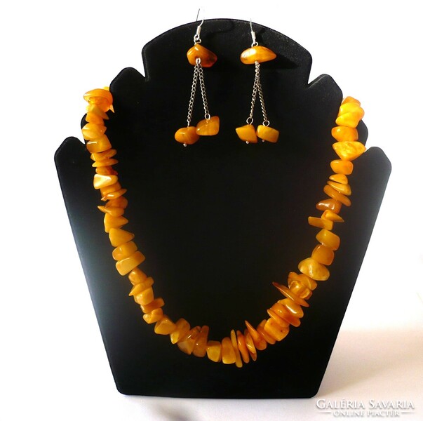 Real antique Baltic amber necklace + earrings