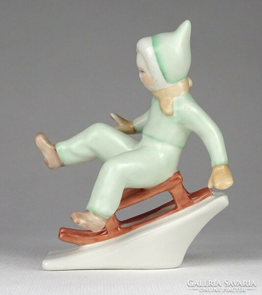 1Q307 old aquincum porcelain boy sledding
