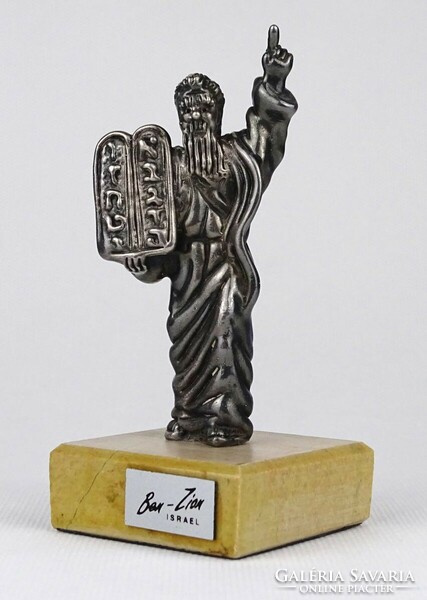 925 silver Moses statue marked 1Q238 on a pedestal 11.5 Cm