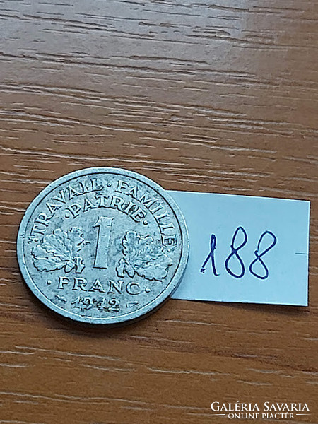 France 1 franc 1942 alu. Vichy France 188