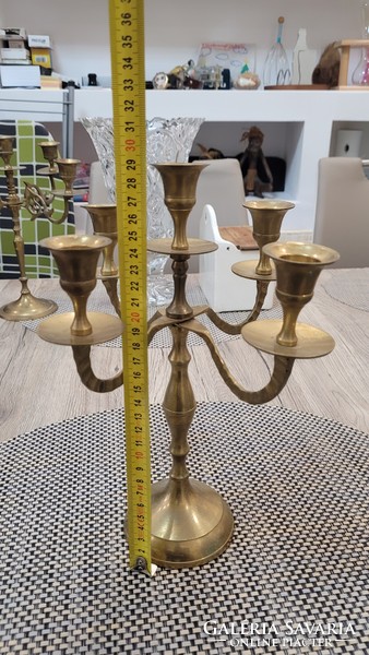 5 Branch copper candle holder. 29cm.