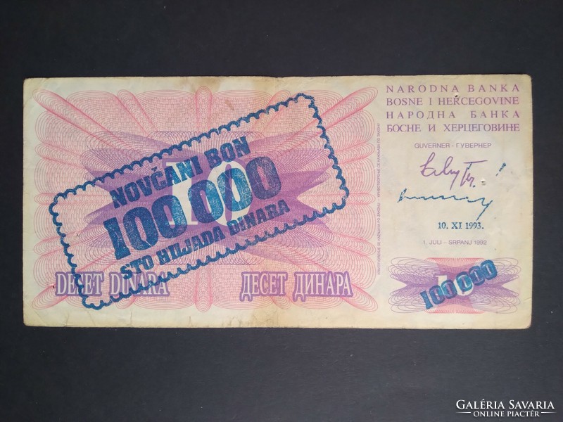 Bosznia Hercegovina 100000 Dinara 1993 F